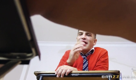 Student dryuchit slender classmate anal on a hard table