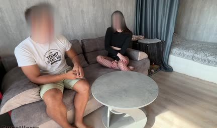 Russian girl with a big ass lost at cards and now sucks