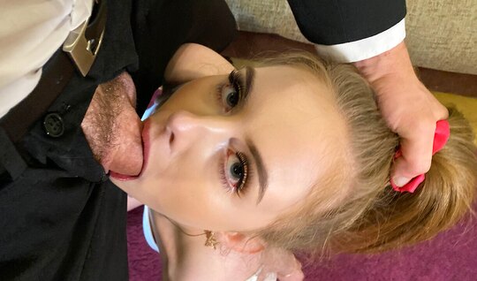 Skinny girl enjoys hard threesome sex