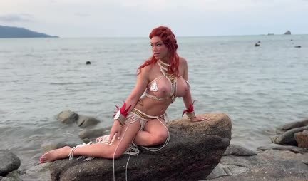 Red-haired girl with big tits loves passionate sex