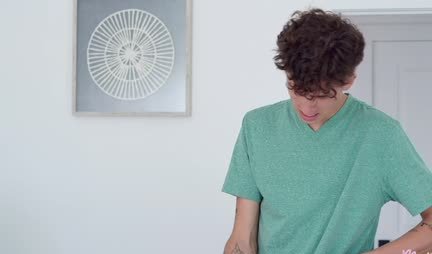 Stepmother showed big tits and stepson couldn't resist