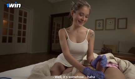 The young Russian girl pleased the guy with a high -quality handjob