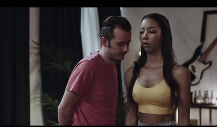 A slender girl set up a cap for a new friend