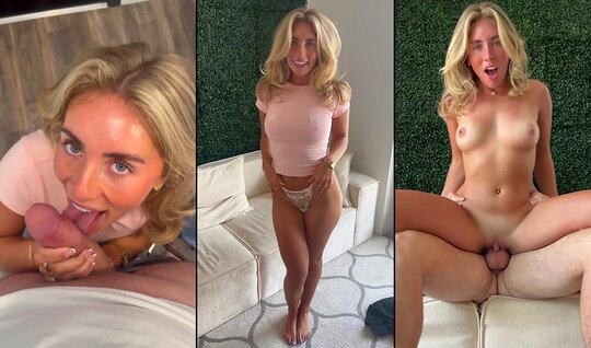 Fragile blonde perfectly sucks in the first -person video
