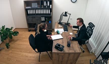 Blonde with big tits was served by a member of the future boss