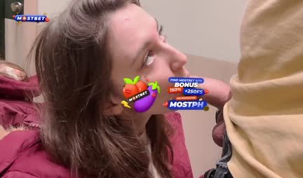 Young bitch is ready to suck in public for shopping