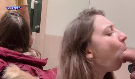 Young bitch is ready to suck in public for shopping