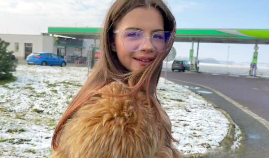 The young beauty led to the pickup and is ready to substi...