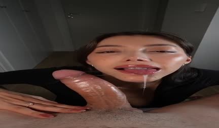 Cute Asian with pleasure sucks a big cock