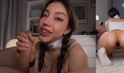 A beautiful Asian was delighted with a strong cock in an anal hole