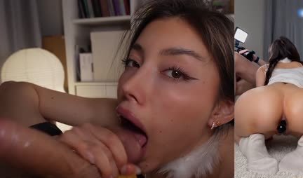 A beautiful Asian was delighted with a strong cock in an anal hole