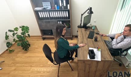 Busty girl in stockings fucks in a tight anal at an interview