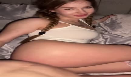 Russian girl with long braids knows how to suck well