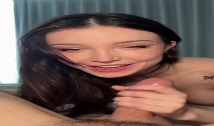 Beautiful girl passionately sucks a dick and eggs of her boyfriend