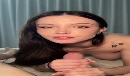 Beautiful girl passionately sucks a dick and eggs of her boyfriend