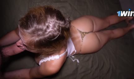 Russian beauty in underwear perfectly sucks a strong dick