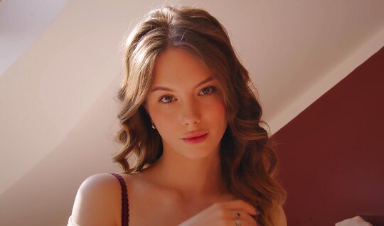 Thin Russian cutie gently groans during bright sex