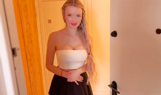 A prostitute with big tits with pleasure spreads his legs