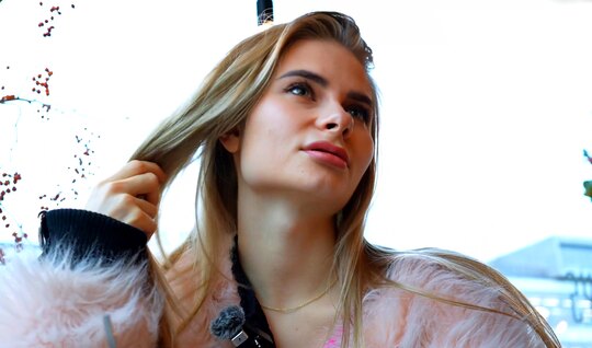 Little girl with little boobs came to porn casting