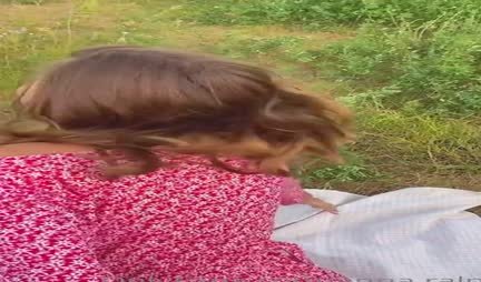 Russian girl seductively with cancer fucks in nature