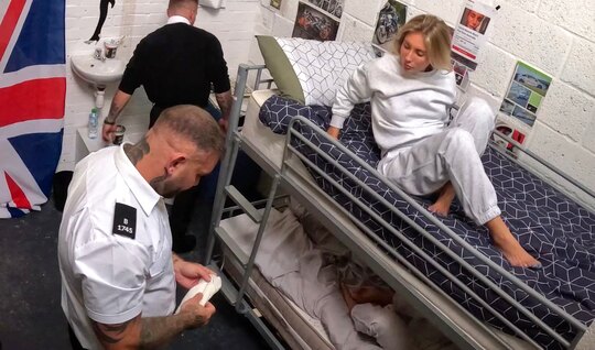 Blonde hit hard group sex in the cell