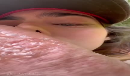 The beauty grabbed a big member of the guy in nature