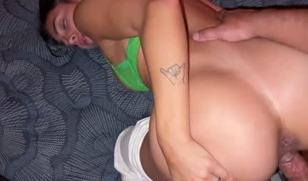 The girl with big tits only woke up and got a member in her mouth