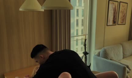 Passionate Russian couple arranged hot sex on the table