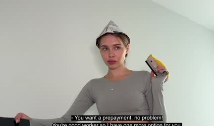 In torn jeans, the Russian bitch is ready to have sex