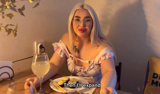 Russian chick after a glass of wine is ready for a hot de...