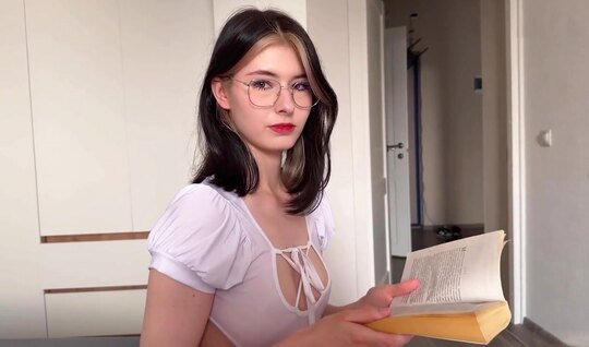 Modest Russian chick in glasses do not mind trying a member