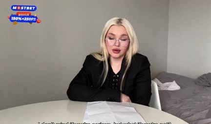 Russian bitch is ready to suck and fuck for work