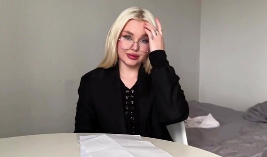 Russian bitch is ready to suck and fuck for work