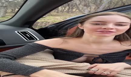 Russian depraved girl fucks a guy in a car