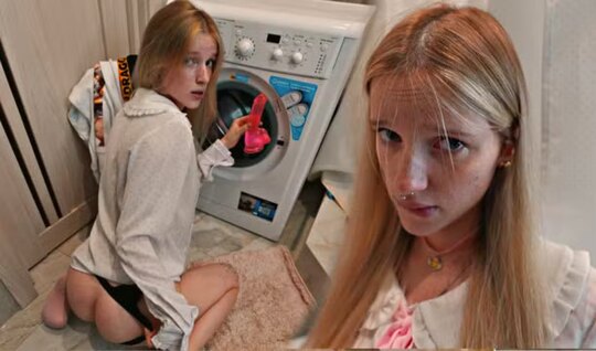 Russian cutie in panties chose a real dick instead of a r...