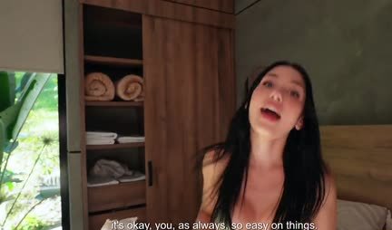 Sexy girl with big tits took the dick