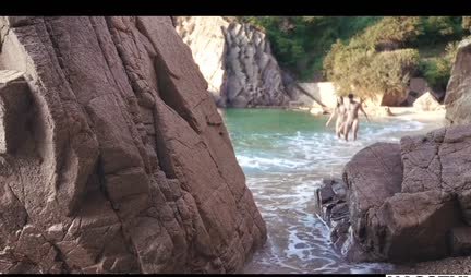 Outdoors, a hot couple had beautiful sex