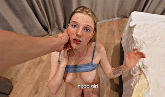 A young bitch got a cumshot on her face after having fun