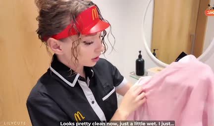 Russian waitress knows how to give a first-class blowjob