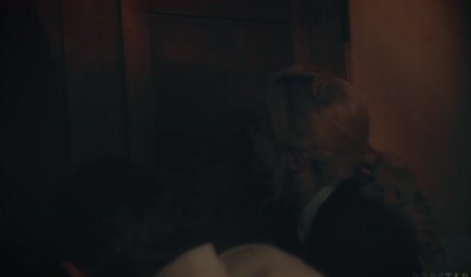 Double penetration of a cute blonde with small tits