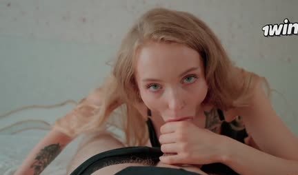 A cute young bitch in a bodysuit sucks dick great