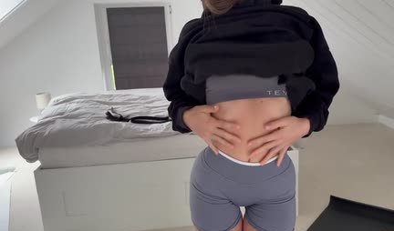 In homemade porn, a girl erotically stood doggy style in front of a guy