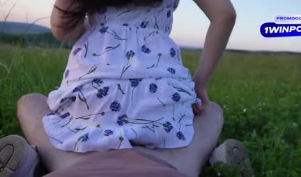 Russian couple had sensual sex in an open field