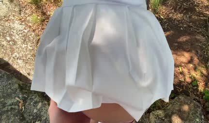 Sexy girl with big tits sucks cool in nature