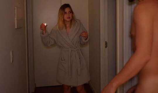 A lustful neighbor with big tits gave her pussy a try