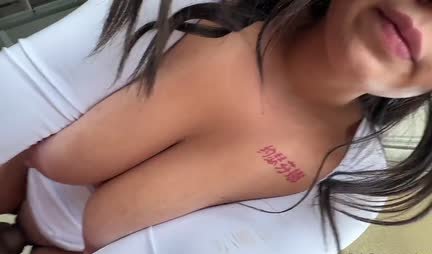 Busty girl sucks cool in close-up porn video