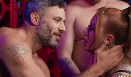 Redhead with big tits and cocks enjoys threesome