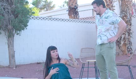 A slender beauty with big tits gives a man a thrill