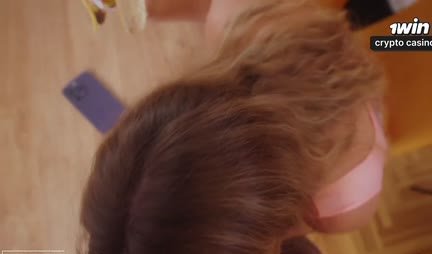 Russian busty blonde gives a great blowjob to her boyfriend