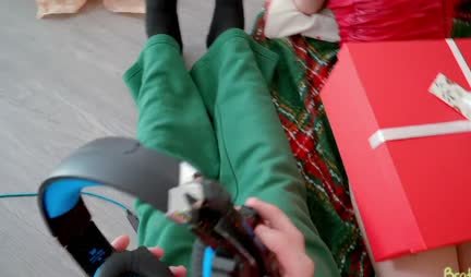 Skinny stepsisters and brother had a threesome for Christmas